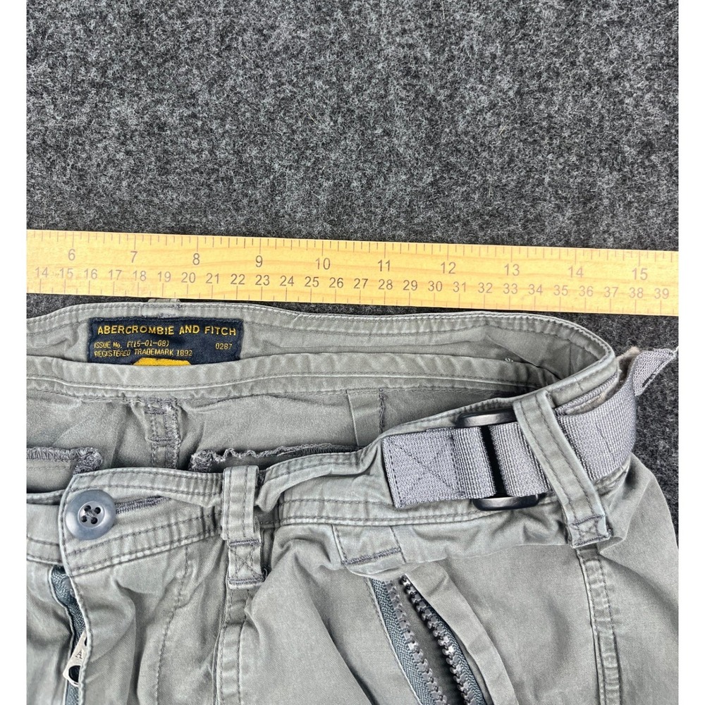 Y2K Abercrombie & Fitch Cargo Shorts Mens 30 Gray Green Utility Zip Pocket - Picture 5 of 8
